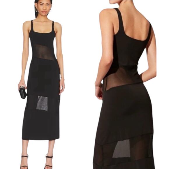Solid & Striped Kimberly Black Sleeveless Midi Cover up Tank Bodycon Dress Sz M - Picture 1 of 13